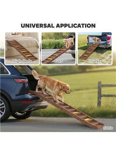 PawHut Dog Car Ramp with Anti-Slip Steps, 10-Steps Pet Stairs for Pets to Access Cars and High Beds, Brown