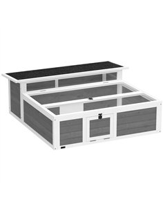 PawHut Wooden Tortoise House, Tortoise Enclosure with Clear Observation Window, Top Opening, Multiple Doors, Galvanised Mesh