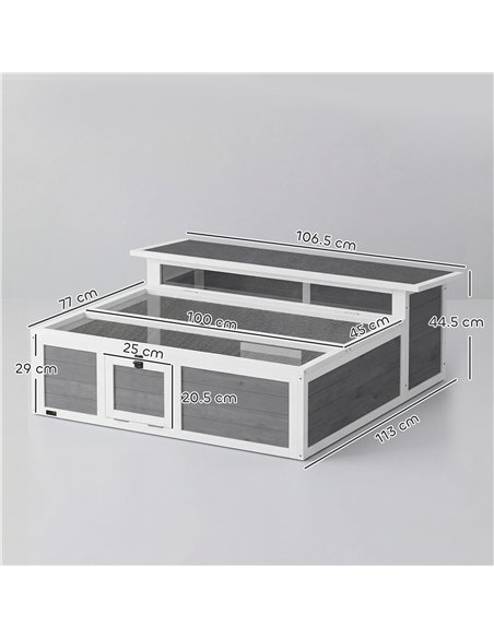 PawHut Wooden Tortoise House, Tortoise Enclosure with Clear Observation Window, Top Opening, Multiple Doors, Galvanised Mesh - pic 213849 | FastDaddyshop