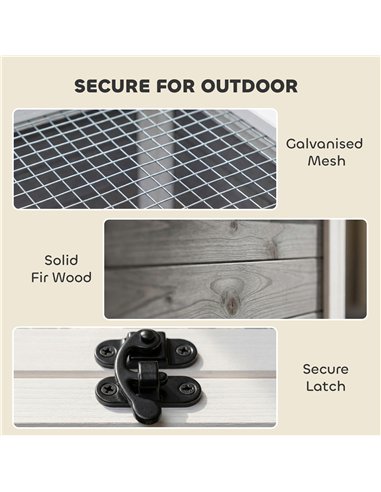 PawHut Wooden Tortoise House, Tortoise Enclosure with Clear Observation Window, Top Opening, Multiple Doors, Galvanised Mesh