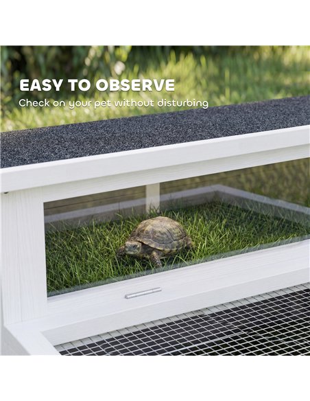 PawHut Wooden Tortoise House, Tortoise Enclosure with Clear Observation Window, Top Opening, Multiple Doors, Galvanised Mesh - pic 213854 | FastDaddyshop
