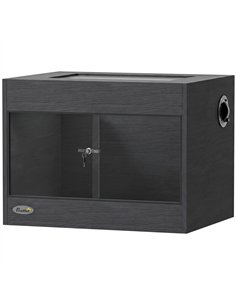 PawHut Reptile Terrarium, Reptile Vivarium with  Glass Doors, Secure Lock, Top Ventilation for Snake, Gecko, 60x45x45cm, Black