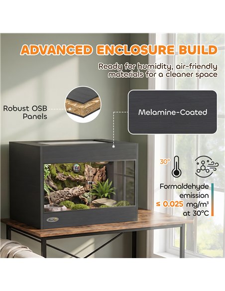 PawHut Reptile Terrarium, Reptile Vivarium with  Glass Doors, Secure Lock, Top Ventilation for Snake, Gecko, 60x45x45cm, Black - pic 213859 | FastDaddyshop