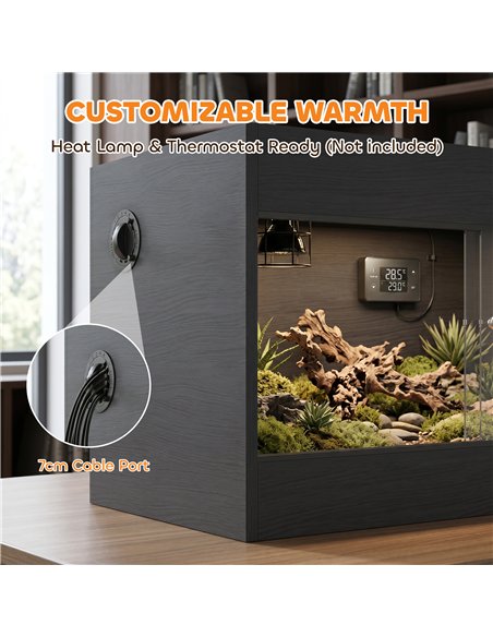 PawHut Reptile Terrarium, Reptile Vivarium with  Glass Doors, Secure Lock, Top Ventilation for Snake, Gecko, 60x45x45cm, Black - pic 213861 | FastDaddyshop