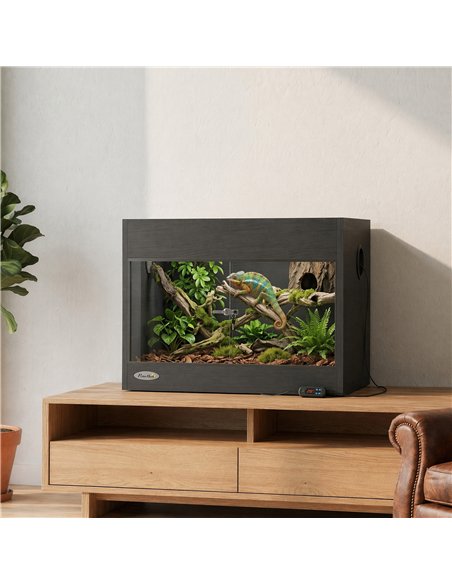 PawHut Reptile Terrarium, Reptile Vivarium with  Glass Doors, Secure Lock, Top Ventilation for Snake, Gecko, 60x45x45cm, Black - pic 213864 | FastDaddyshop