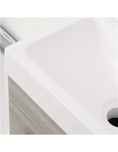 Kleankin Bathroom Vanity Unit with Basin, Wall Mounted Bathroom Wash Stand with Sink, Tap Hole and Storage Cabinet, Grey