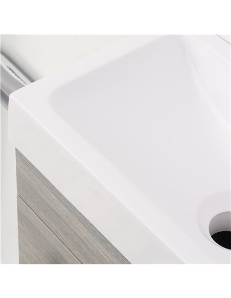 Kleankin Bathroom Vanity Unit with Basin, Wall Mounted Bathroom Wash Stand with Sink, Tap Hole and Storage Cabinet, Grey - pic 21387 | FastDaddyshop