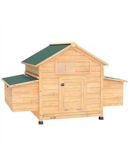 PawHut Chicken Coop, Wooden Outdoor Hen House with Nesting Box, Openable Waterproof Top, Pull-Out Tray, 150 x 100 x 97cm - pic 213874 | FastDaddyshop