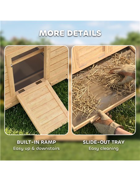 PawHut Chicken Coop, Wooden Outdoor Hen House with Nesting Box, Openable Waterproof Top, Pull-Out Tray, 150 x 100 x 97cm - pic 213880 | FastDaddyshop