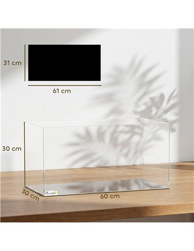PawHut Fish Tank Bare Glass for DIY Glass Aquarium with Protective Base Mat 51L Transparent for Fish Shrimps