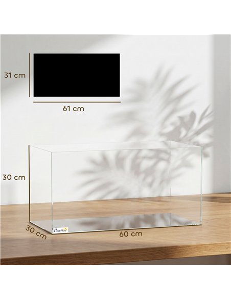 PawHut Fish Tank Bare Glass for DIY Glass Aquarium with Protective Base Mat 51L Transparent for Fish Shrimps - pic 213885 | FastDaddyshop