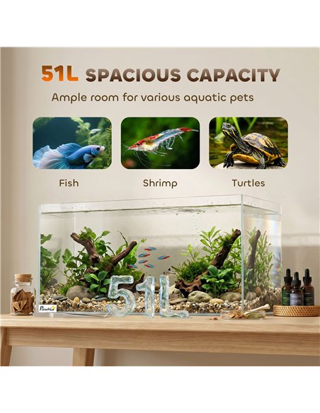 PawHut Fish Tank Bare Glass for DIY Glass Aquarium with Protective Base Mat 51L Transparent for Fish Shrimps - pic 213888 | FastDaddyshop