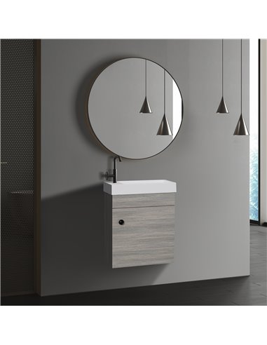 Kleankin Bathroom Vanity Unit with Basin, Wall Mounted Bathroom Wash Stand with Sink, Tap Hole and Storage Cabinet, Grey
