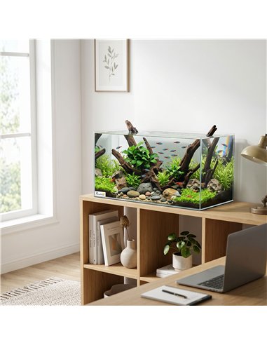 PawHut Fish Tank Bare Glass for DIY Glass Aquarium with Protective Base Mat 51L Transparent for Fish Shrimps