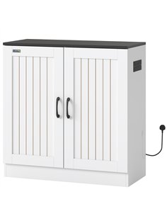 PawHut Fish Tank Stand, 20-29 Gallon Aquarium Stand with Cabinet Storage, Power Outlets and Anti-Tip Kit, White