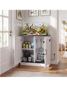 PawHut Fish Tank Stand, 20-29 Gallon Aquarium Stand with Cabinet Storage, Power Outlets and Anti-Tip Kit, White 2
