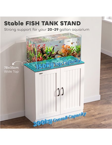 PawHut Fish Tank Stand, 20-29 Gallon Aquarium Stand with Cabinet Storage, Power Outlets and Anti-Tip Kit, White - pic 213895 | FastDaddyshop