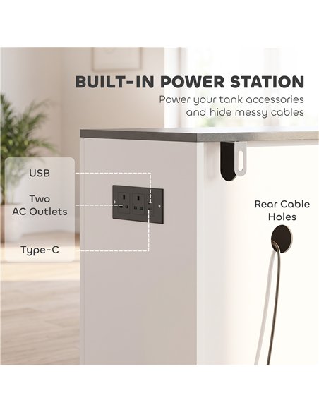 PawHut Fish Tank Stand, 20-29 Gallon Aquarium Stand with Cabinet Storage, Power Outlets and Anti-Tip Kit, White - pic 213896 | FastDaddyshop