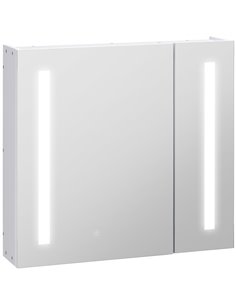 Kleankin LED Illuminated Bathroom Mirror Cabinet with Lights, Touch Switch, USB Charge, White