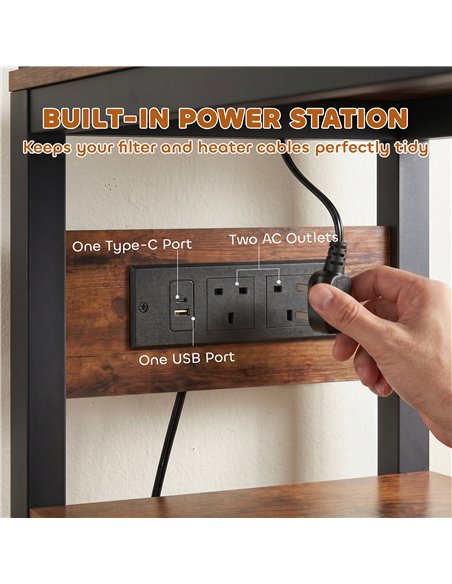 PawHut Fish Tank Stand with Power Outlets Aquarium Stand with Cabinet 20-29 Gallon Tanks Tiger Wood Grain - pic 213905 | FastDaddyshop