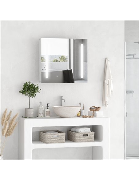 Kleankin LED Illuminated Bathroom Mirror Cabinet with Lights, Touch Switch, USB Charge, White - pic 21391 | FastDaddyshop
