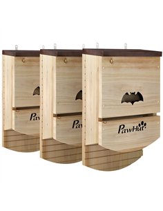 PawHut Bat Boxes, Pack of 3 Wooden Bat Houses for Outdoor, Garden, Farm, Easy to Hang, 23 x 9.5 x 36.5 cm, Natural