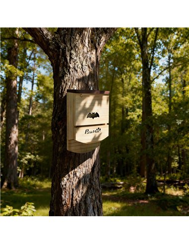 PawHut Bat Boxes, Pack of 3 Wooden Bat Houses for Outdoor, Garden, Farm, Easy to Hang, 23 x 9.5 x 36.5 cm, Natural
