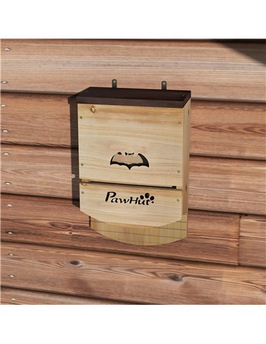 PawHut Bat Boxes, Pack of 3 Wooden Bat Houses for Outdoor, Garden, Farm, Easy to Hang, 23 x 9.5 x 36.5 cm, Natural