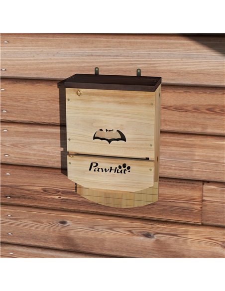 PawHut Bat Boxes, Pack of 3 Wooden Bat Houses for Outdoor, Garden, Farm, Easy to Hang, 23 x 9.5 x 36.5 cm, Natural - pic 213918 | FastDaddyshop