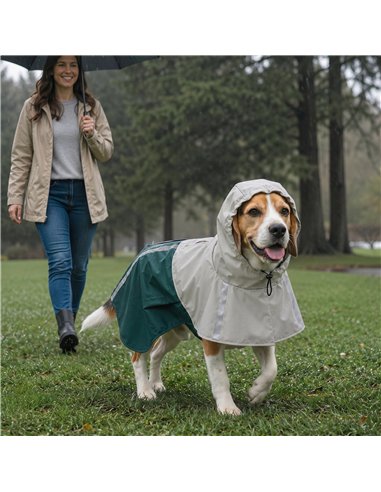 PawHut Dog Raincoat with Hood, Waterproof & Breathable Rain Jacket with Leash Hole, for Medium Dogs, Green, M
