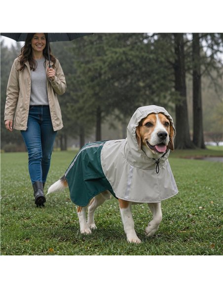 PawHut Dog Raincoat with Hood, Waterproof & Breathable Rain Jacket with Leash Hole, for Medium Dogs, Green, M - pic 213929 | FastDaddyshop