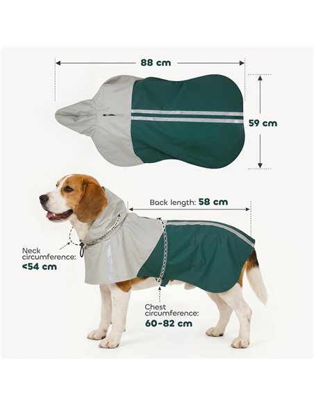 PawHut Dog Raincoat with Hood, Waterproof & Breathable Rain Jacket with Leash Hole, for Medium Dogs, Green, M - pic 213930 | FastDaddyshop