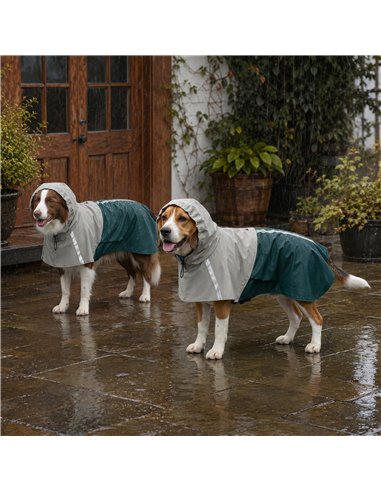 PawHut Dog Raincoat with Hood, Waterproof & Breathable Rain Jacket with Leash Hole, for Medium Dogs, Green, M