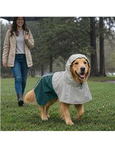 PawHut Dog Raincoat with Hood, Waterproof & Breathable Rain Jacket with Leash Hole, for Large Dogs, Green, L 2