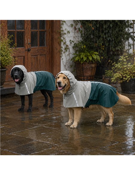 PawHut Dog Raincoat with Hood, Waterproof & Breathable Rain Jacket with Leash Hole, for Large Dogs, Green, L - pic 213945 | FastDaddyshop