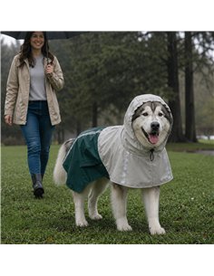 PawHut Dog Raincoat with Hood, Waterproof & Breathable Rain Jacket with Leash Hole, for Extra Large Dogs, Green, XL 2