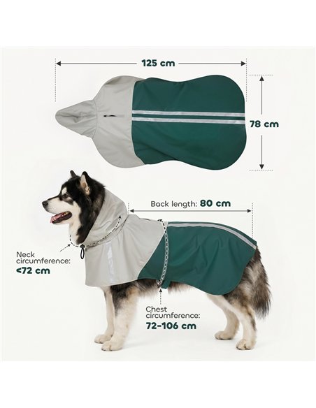 PawHut Dog Raincoat with Hood, Waterproof & Breathable Rain Jacket with Leash Hole, for Extra Large Dogs, Green, XL - pic 213948 | FastDaddyshop