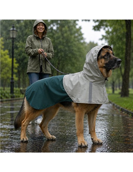 PawHut Dog Raincoat with Hood, Waterproof & Breathable Rain Jacket with Leash Hole, for Extra Large Dogs, Green, XL - pic 213953 | FastDaddyshop
