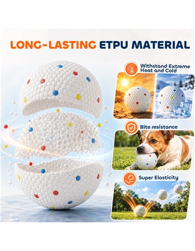 PawHut 6 Pack Dog Balls Toys Fits Aggressive Chewers, Indestructible Teething and Water ETPU Balls for Throw and Fetch