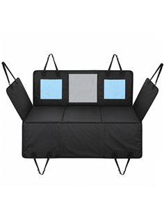 PawHut Dog Car Seat Cover, Waterproof Dog Travel Hammock w/ Non-Slip & Anti-Scratch Surface, Mesh Window and Pockets, Blue