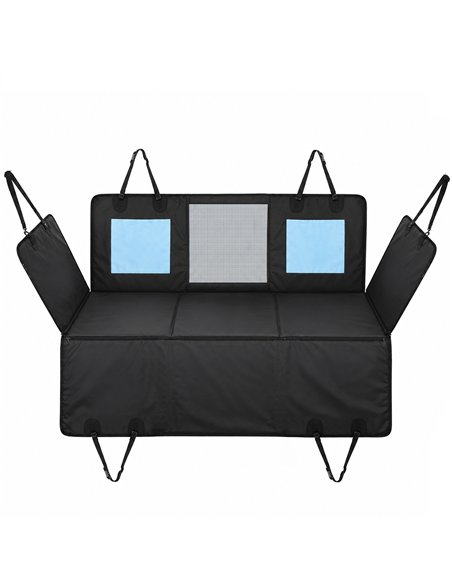 PawHut Dog Car Seat Cover, Waterproof Dog Travel Hammock w/ Non-Slip & Anti-Scratch Surface, Mesh Window and Pockets, Blue - pic 213964 | FastDaddyshop