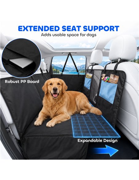 PawHut Dog Car Seat Cover, Waterproof Dog Travel Hammock w/ Non-Slip & Anti-Scratch Surface, Mesh Window and Pockets, Blue - pic 213967 | FastDaddyshop