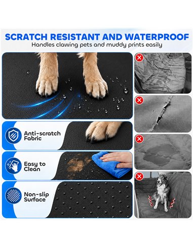 PawHut Dog Car Seat Cover, Waterproof Dog Travel Hammock w/ Non-Slip & Anti-Scratch Surface, Mesh Window and Pockets, Blue
