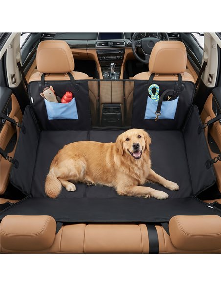 PawHut Dog Car Seat Cover, Waterproof Dog Travel Hammock w/ Non-Slip & Anti-Scratch Surface, Mesh Window and Pockets, Blue - pic 213972 | FastDaddyshop