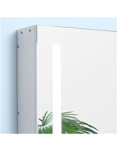 Kleankin LED Illuminated Bathroom Mirror Cabinet with Lights, Wall Mounted Storage Organizer with Adjustable Shelf, Touch Switch