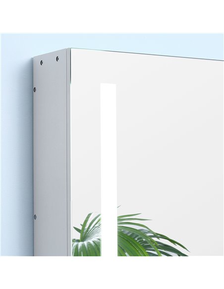 Kleankin LED Illuminated Bathroom Mirror Cabinet with Lights, Wall Mounted Storage Organizer with Adjustable Shelf, Touch Switch - pic 21398 | FastDaddyshop