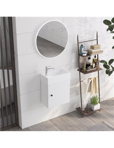 Kleankin Bathroom Vanity Unit with Sink, Tap Hole and Storage Cabinet, White