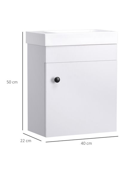 Kleankin Bathroom Vanity Unit with Sink, Tap Hole and Storage Cabinet, White - pic 21401 | FastDaddyshop
