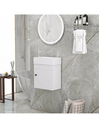 Kleankin Bathroom Vanity Unit with Sink, Tap Hole and Storage Cabinet, White