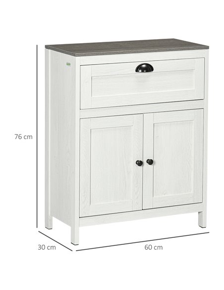 Kleankin Bathroom Floor Cabinet with Drawer, Double Door Cabinet and Adjustable Shelf, White - pic 21419 | FastDaddyshop